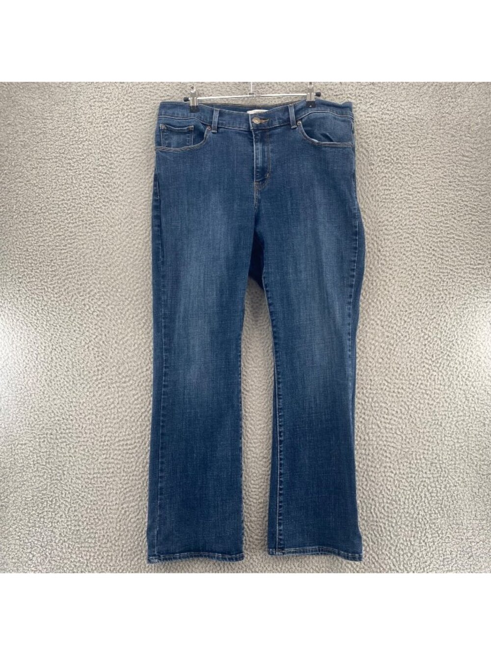 Levis Jeans Womens 14 Blue Classic Bootcut Denim Crop Ankle Embroidery Stretch